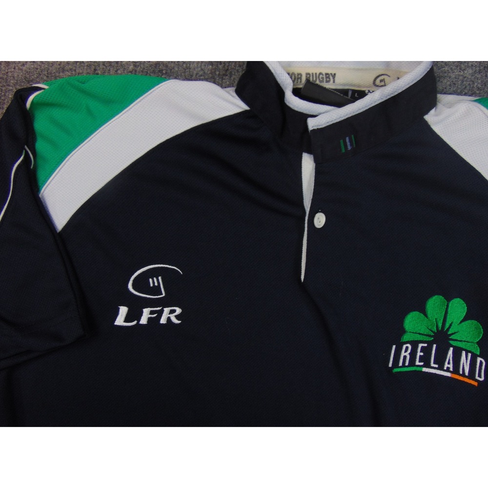 Ireland Rugby Shirt Mens Large Live For‎ Rugby Polo Jersey Navy Green White